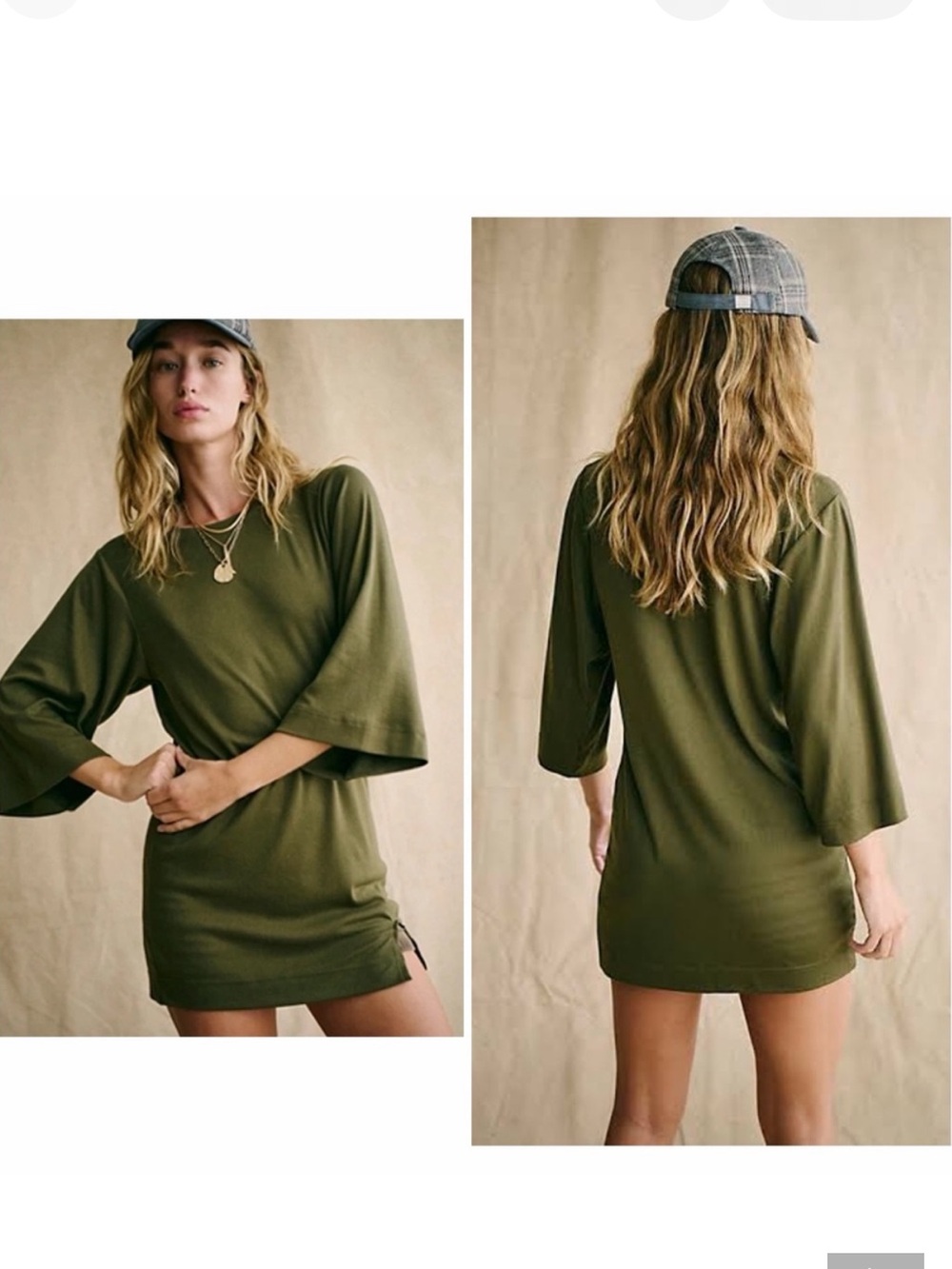 Free People Free-est Good Feels Tee Mini Dress Seaweed Green Sz s nwt